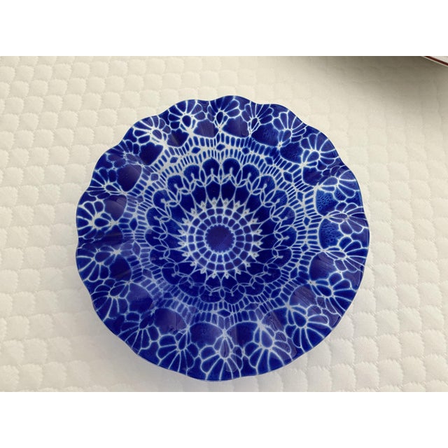 Blue 1990s Rare Sydenstricker Ruffled Candy Dishes For Sale - Image 8 of 9
