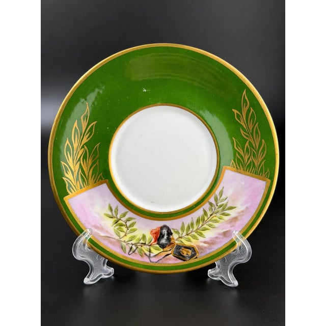 Antique French Hand-Painted Porcelain Cup and Saucer from Befos, 1800s, Set of 2 For Sale - Image 9 of 11