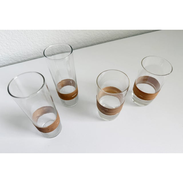 Mid-Century Modern 1940s Carl Auböck Rattan Wrapped Drinking Glasses- Set of 4 For Sale - Image 3 of 8
