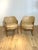 Pair Gregarious Pineo #5197 French Style Tub Chairs with Cane Backs, Nailhead Trim in Light Antiqued Walnut Finish...