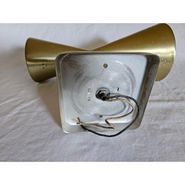 A Pair of 1950s Mid-Century Modern Original Atomic Spun Aluminum Electric Wall Sconces - A Pair For Sale - Image 6 of 11