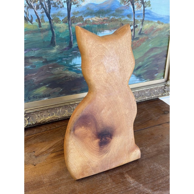 Wood Vintage Heritage Myrtle Wood Cat Silhouette Sculpture - Coos Bay, Oregon For Sale - Image 7 of 8