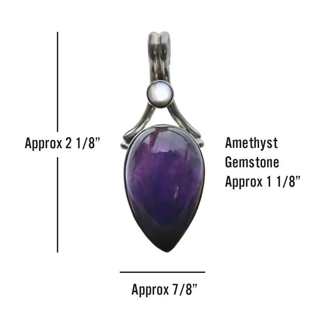 Vintage Amethyst With Pearl Sterling Silver Pendant For Sale - Image 12 of 13