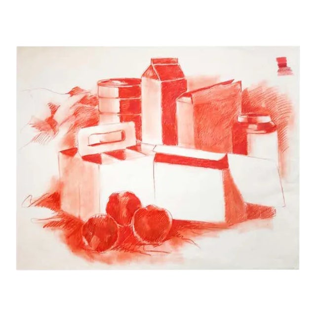 Mid-Century Pop Art Red Still Life Drawing Sketch by Salvatore Grippi, 1960s Mod For Sale