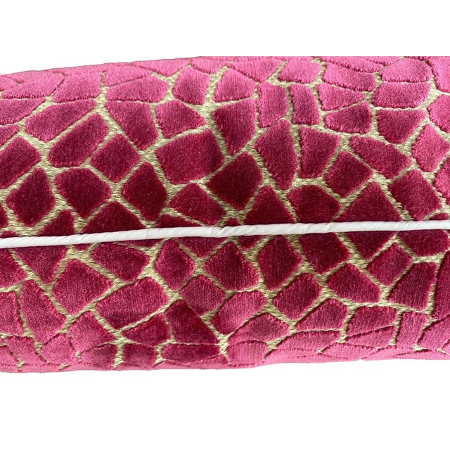Contemporary Magenta Velvet Mosaic Pillow Cover For Sale - Image 3 of 3