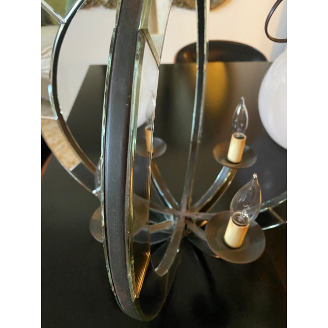 2010s Contemporary Currey & Company Italian Style Astrolabe Glass Light Fixture Chandelier For Sale - Image 5 of 10