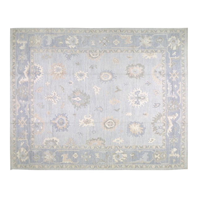 Turkish Oushak Hand Knotted Wool Rug, 11'10"x14'9" For Sale