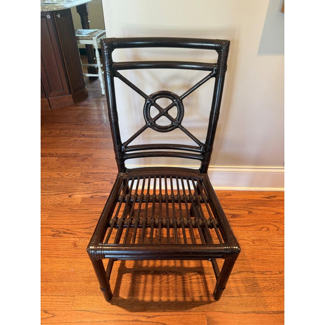 McGuire Late 20th Century McGuire Rattan Target Back Chairs From the American Club Set of 8 For Sale - Image 4 of 4