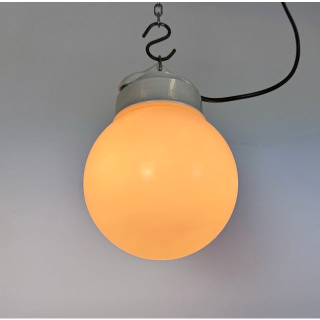 Vintage White Porcelain Pendant Light, 1970s For Sale - Image 14 of 15