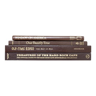 Late 20th Century Chocolate Leather Coffee Table Books - Set of 4 For Sale