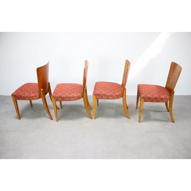 Red Dining Chairs by Jindrich Halabala, Czechoslovakia, 1950s, Set of 4 For Sale - Image 8 of 11