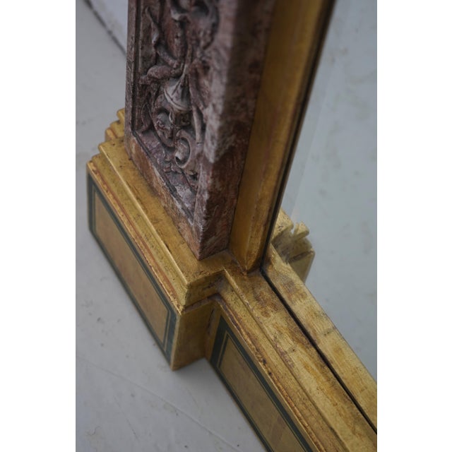 Italian Marble Trimmed Gold Gilt Mirror For Sale - Image 4 of 14