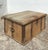 Antique wood chest from Sweden with rustic ironwork, including hinges, handles and corner reinforcements. Interior candle...