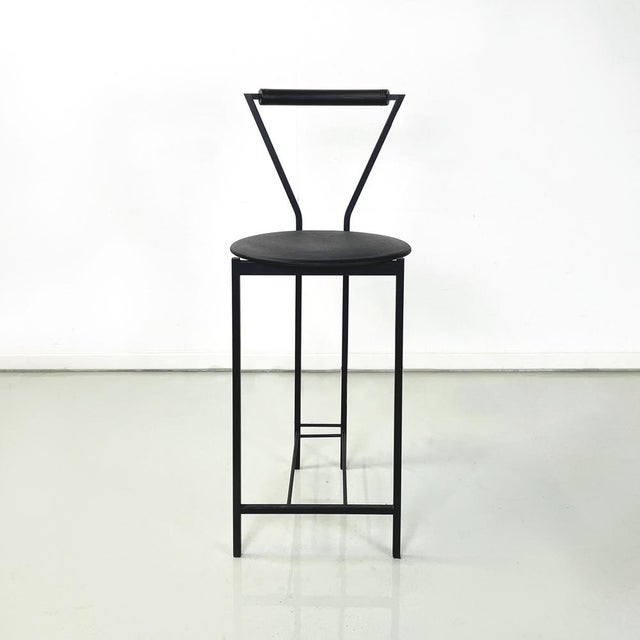 Italian Modern High Stool in Black Metal and Rubber, 1980s For Sale - Image 15 of 15