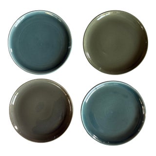 Set of 4 Small Russel Wright Green Plates For Sale