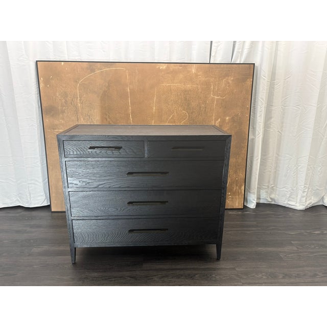 Rh French Contemporary 5-Drawer Dresser Black Oak | Satin Bronze Hardware | Designed by Van Thiels For Sale - Image 9 of 18