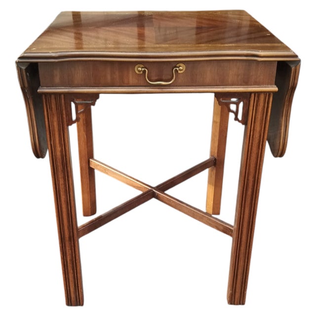 American Early 20th Century Edwardian Rosewood Inlaid Side Table by Lane Furniture For Sale - Image 3 of 11