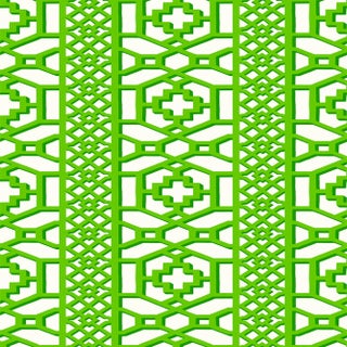 Sample - Schumacher Zanzibar Trellis Wallpaper in Jade For Sale
