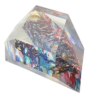 Lucite "Diamond" Sculpture with Infused Colors