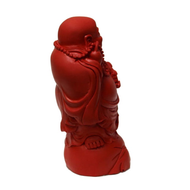 This is a Chinese Happy Buddha statue made of red Cinnabar - Zhusha which is believed to have Fengshui purpose in the...