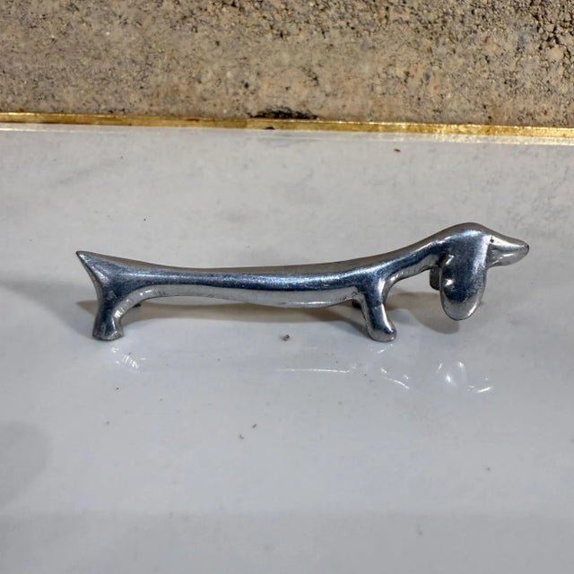 Italian Set of Five Italian Vintage Silver-Plated Dachshund Dog Knife Rest Mid-Century For Sale - Image 3 of 9