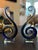 Set of 2 Contemporary Colored Blue Clear Gold Glass Sculptures For Sale - Image 10 of 10