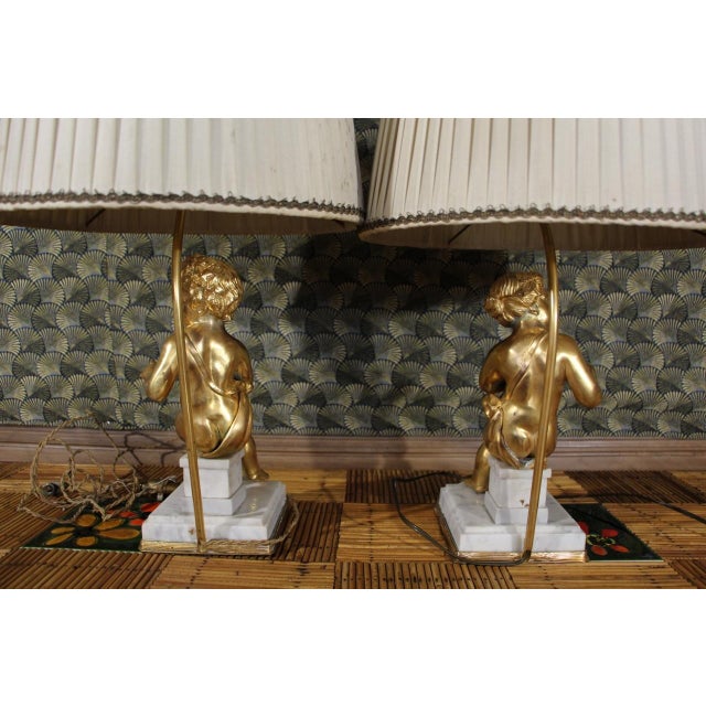 Putti Lamps in Gilt Bronze, 1920s, Set of 2 For Sale - Image 6 of 9
