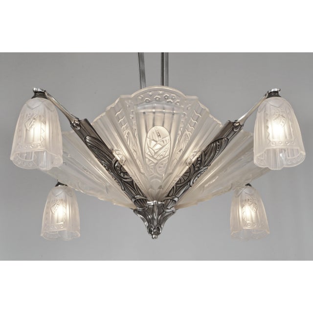 French Art Deco Chandelier by Jamain & Frontisi 1930 France For Sale - Image 4 of 14