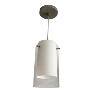 Glass and Chrome Pendant Light For Sale