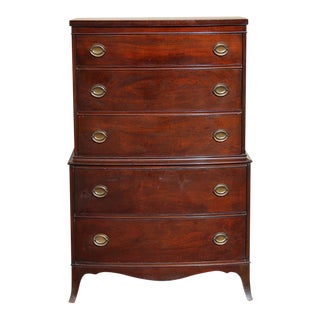 Tall Chest of Drawers - 5 Drawers, Mahogany With Brass Handles, Mirror, and Cedar-Lined Drawer For Sale