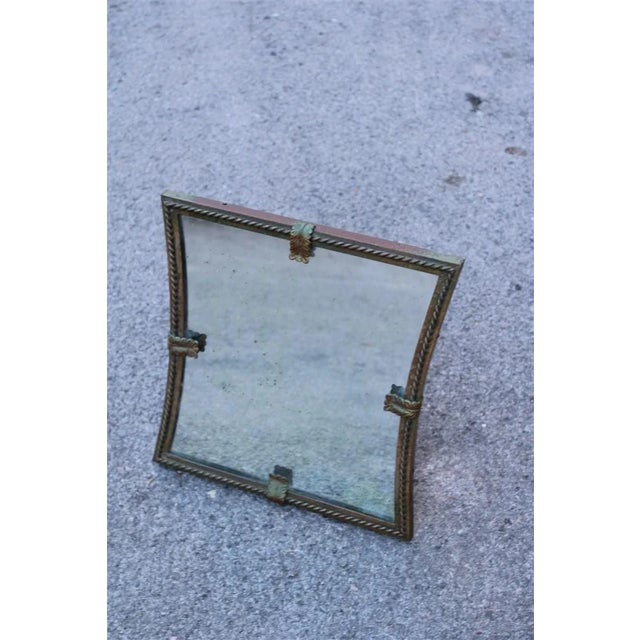 Italian Table Mirror with Acanthus Leaves in Burnished Brass, 1950s, in Very Good conditions. Designed 1950 to 1959