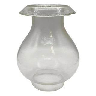 1900s Victorian Clear Glass Oil Lamp Fluted Hurricane Shade For Sale