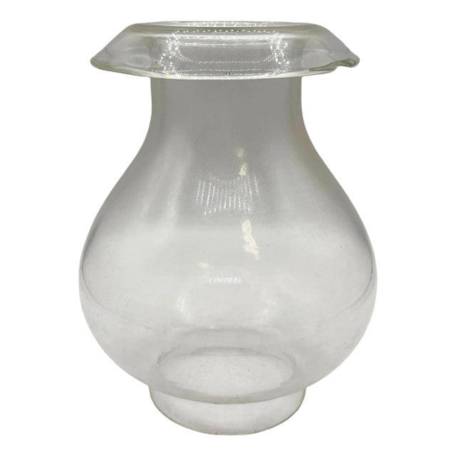 1900s Victorian Clear Glass Oil Lamp Fluted Hurricane Shade For Sale