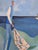 Sky Blue 1987 Modernist 'Figures by the Sea' Vintage Swedish Original Coastal Landscape Oil Painting, Framed For Sale - Image 8 of 12