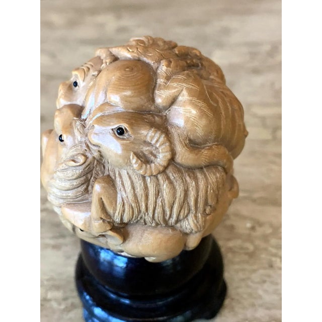 Carved Japanese Okimono on Stand For Sale - Image 4 of 11