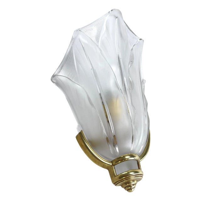 Art Deco Bronze & Glass Wall Lamp by Ezan, France, 1940s For Sale