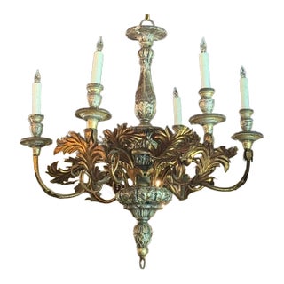 Vintage Italian Silver and Gold Leaf Chandelier For Sale