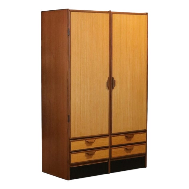 Vintage Danish Wardrobe in Teak and Oregon Pine by Gunni Omann for Omann Jun, 1960s For Sale