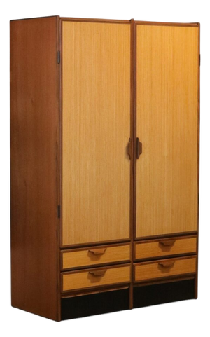 Vintage Danish Wardrobe in Teak and Oregon Pine by Gunni Omann for Omann Jun, 1960s