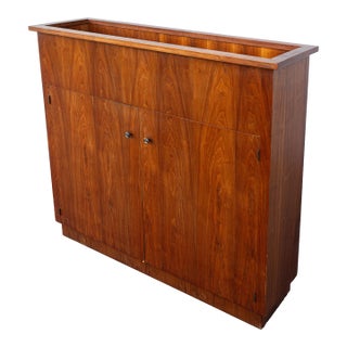 1960s Mid-Century Modern Walnut Trough Planter Room Divider Cabinet For Sale
