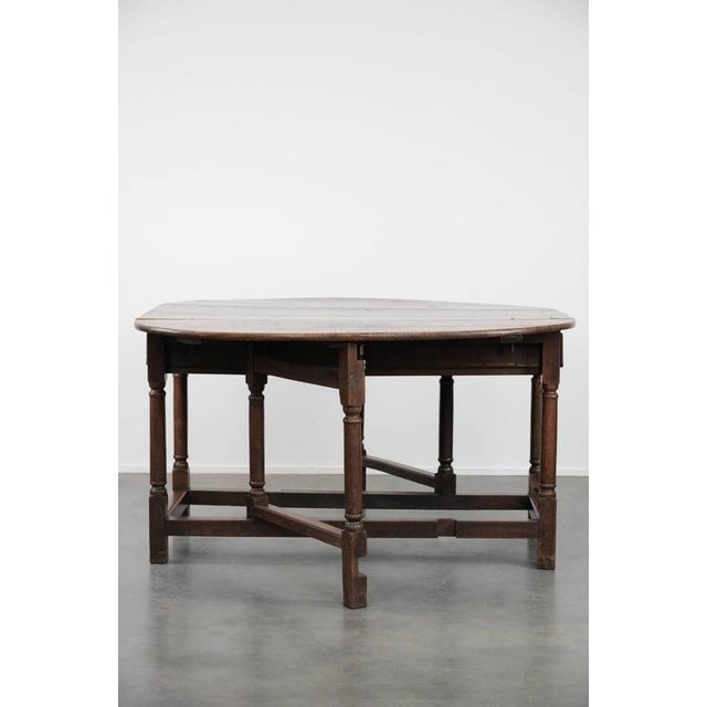 Antique English Oak Gateleg Table, 18th Century For Sale - Image 4 of 18