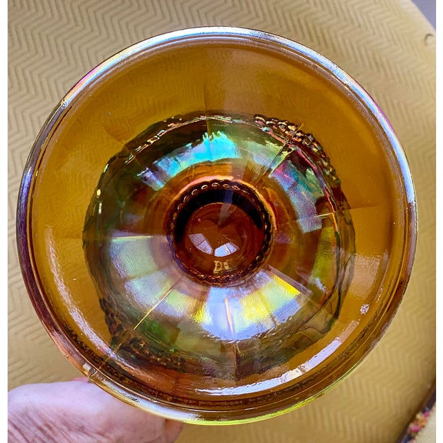 Indiana Glass Company Vintage Indiana Glass Harvest Grape Marigold Iridescent Pitcher and 8 Goblets - 9 pcs For Sale - Image 4 of 8