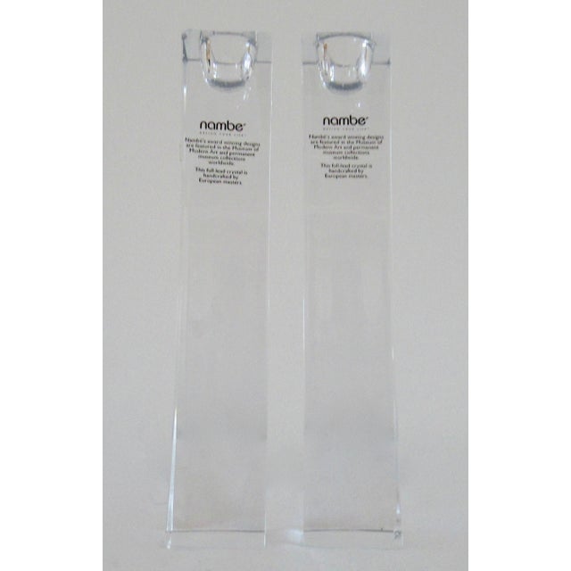 Glass Nambe' "Kissing" Crystal Candle Holders -Pair For Sale - Image 7 of 11