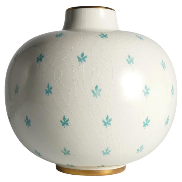 Swedish Grace Menuett Vase with Green Leaf Motif by Arthur Percy for Gefle, 1950s For Sale - Image 17 of 17