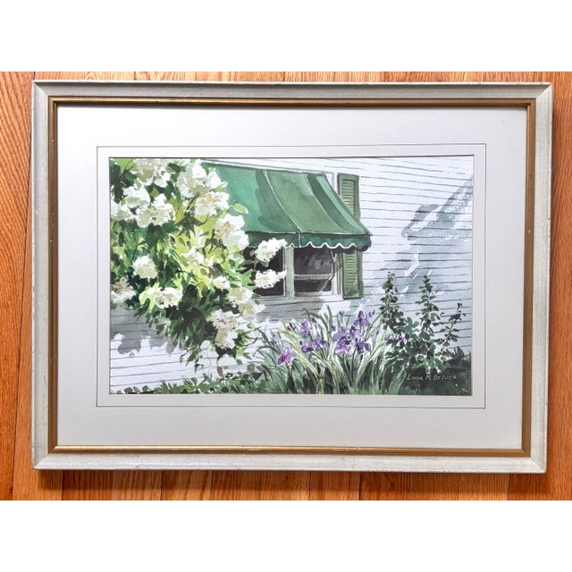 Late 20th Century Linda M. DeLuca Landscape Watercolor Painting, Framed For Sale - Image 6 of 6