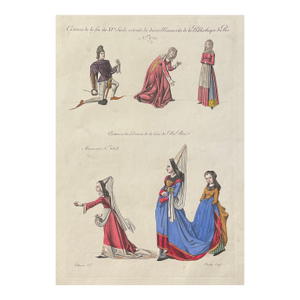 Antique French Engraving of Fifteenth Century Dress