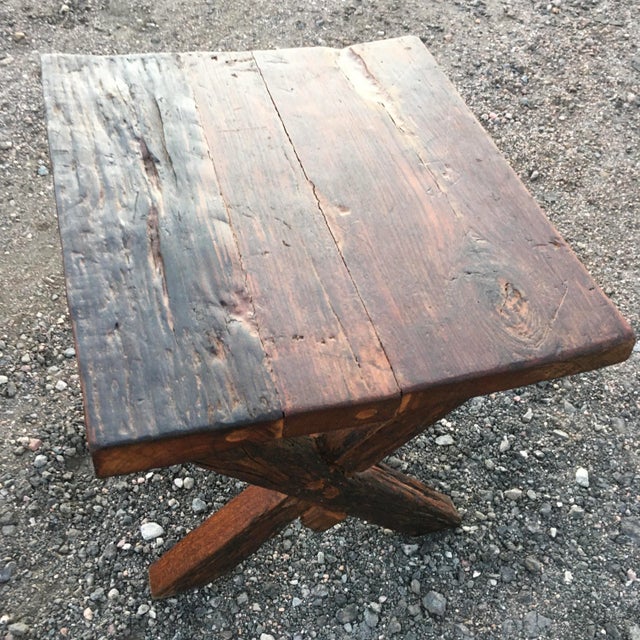 Wood Reclaimed Teak Wood End Table From Antique Vessel For Sale - Image 7 of 13