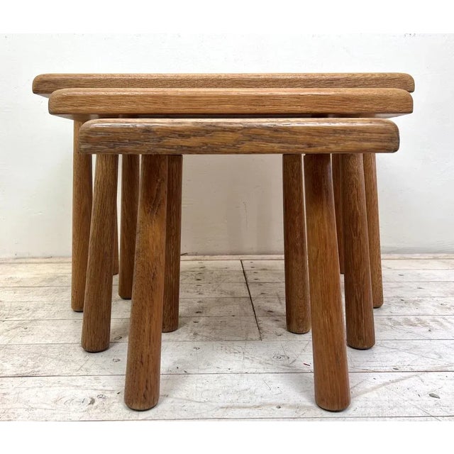 Mid-Century Modern Mid-Century Modern Oak Nesting Tables from Oisterwijk, Netherlands, 1970s, Set of 3 For Sale - Image 3 of 9