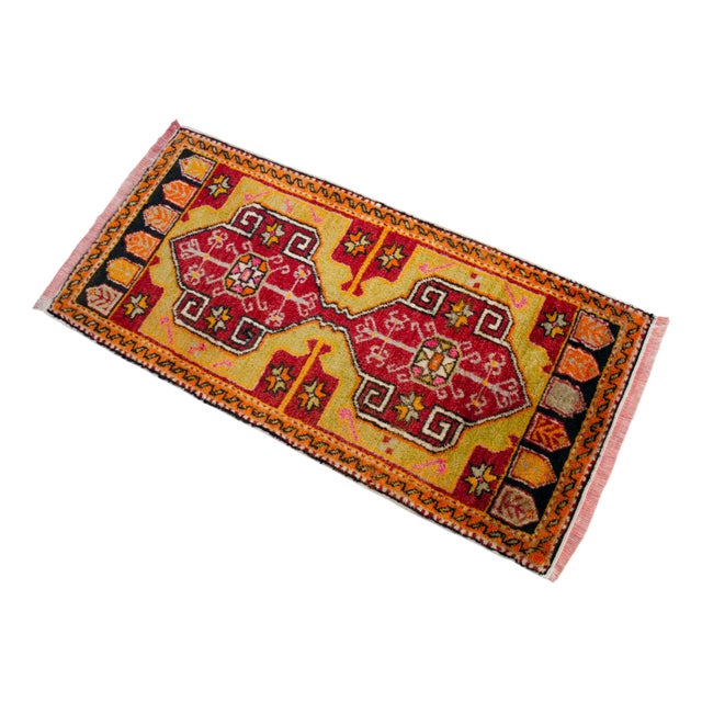 Textile 1970s Hand Knotted Small Turkish Rug, Door Mat, Entryway Rug, Bath Mat, Kitchen Decor - 1′8″ × 3′4″ For Sale - Image 7 of 14