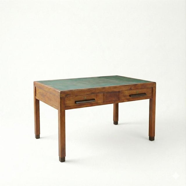 Art Deco Office Desk with Leatherette Top, 1940s For Sale - Image 9 of 9